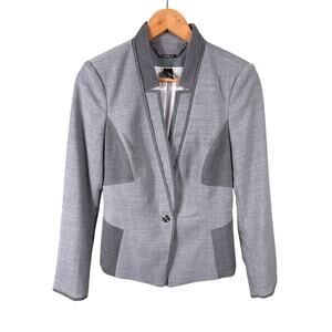 White House Black Market Women's Size 4 Gray Patchwork Colorblock Blazer Jacket